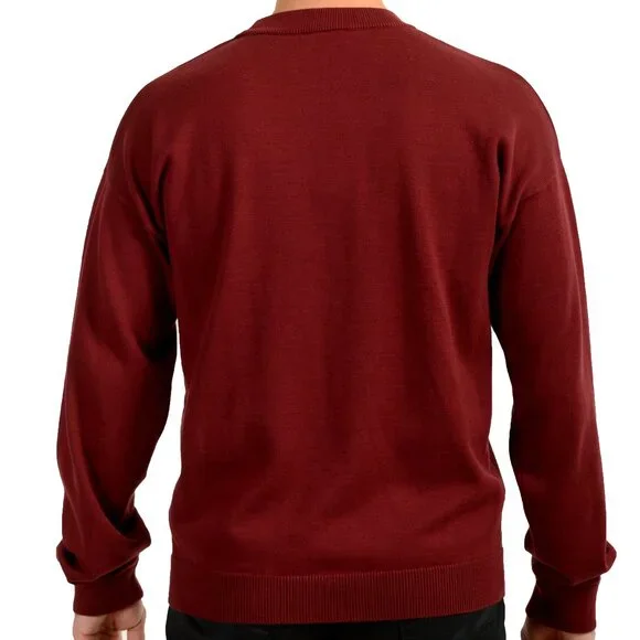 Hugo Boss Swart Men's Burgundy Crewneck Pullover Sweater US M IT 50